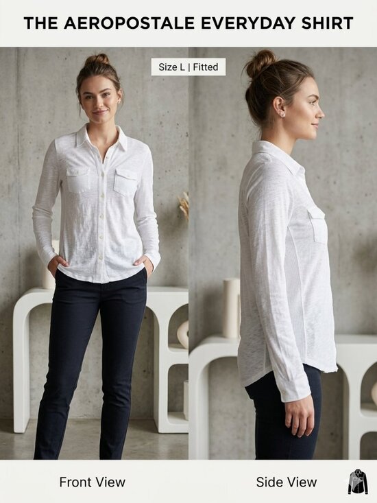 Aeropostale Tops - NEW Aeropostale Women’s Fitted White Long Sleeve Button Down Shirt - Size Large